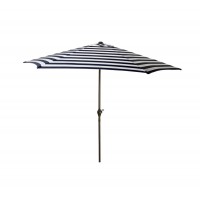 9' Outdoor Patio Market Umbrella with Hand Crank and Tilt - Navy and White Stripe   